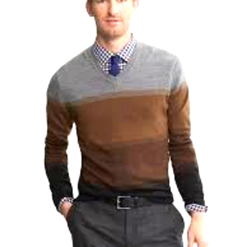 NWT Banana Republic Merino Stripe v-neck Sweater in Responsible Wool, sz L